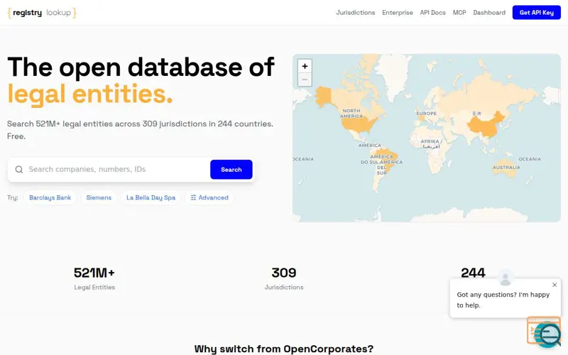 Screenshot of Registry Lookup