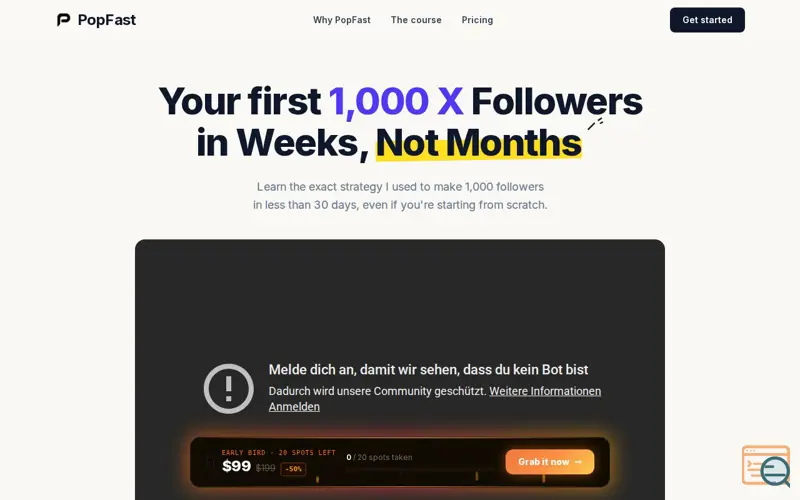 Screenshot of PopFast
