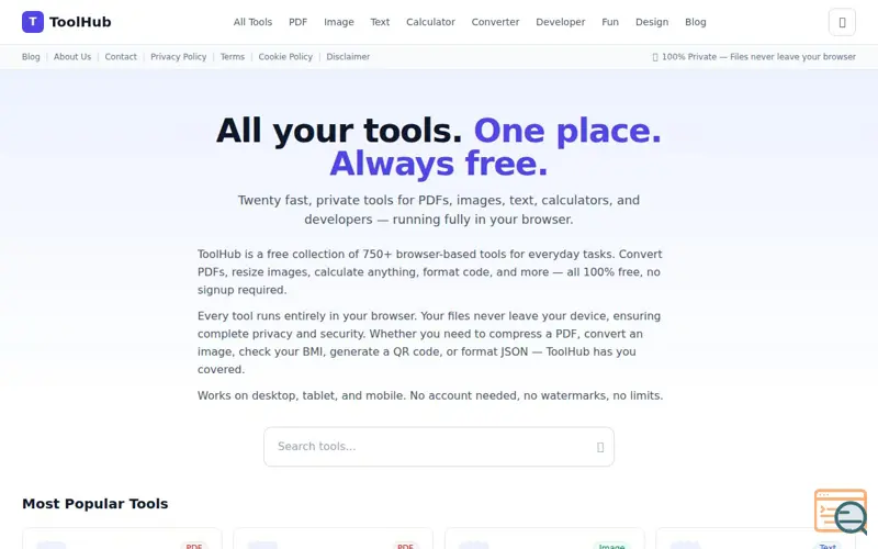 Screenshot of ToolHub