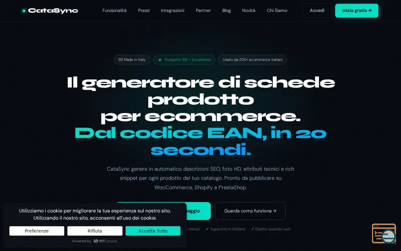 Screenshot of CataSync, a launch using WPConsent