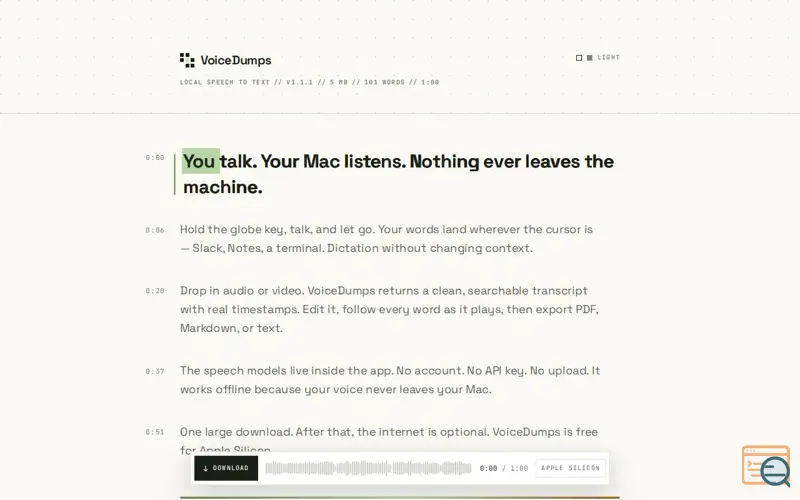 Screenshot of VoiceDumps