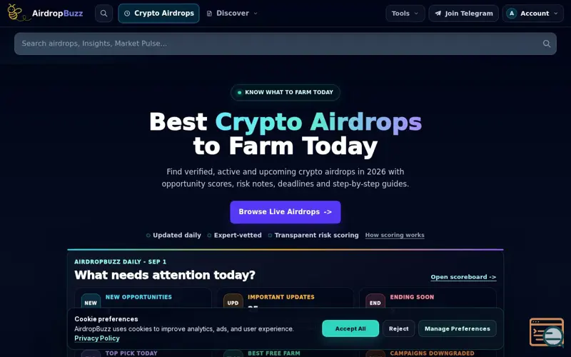 Screenshot of AirdropBuzz, a launch using Google