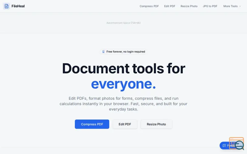 Screenshot of FileHeal.com