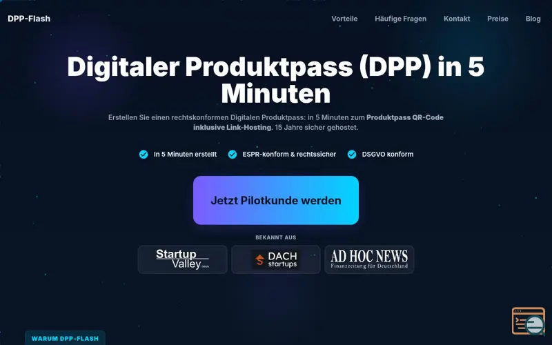 Screenshot of DPP-Flash, a launch using Startup Valley News