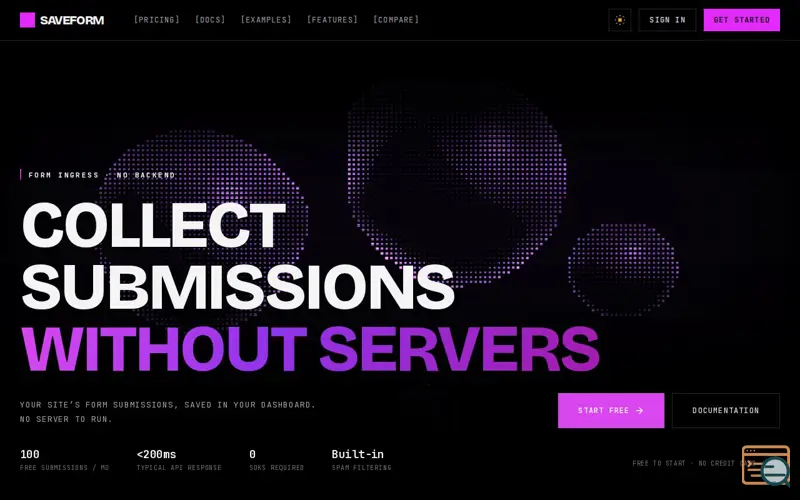 Screenshot of SaveForm.io