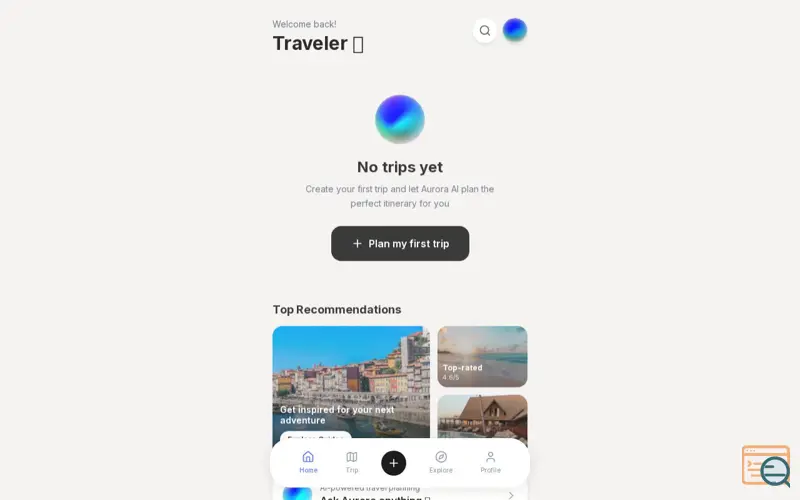 Screenshot of TripUp