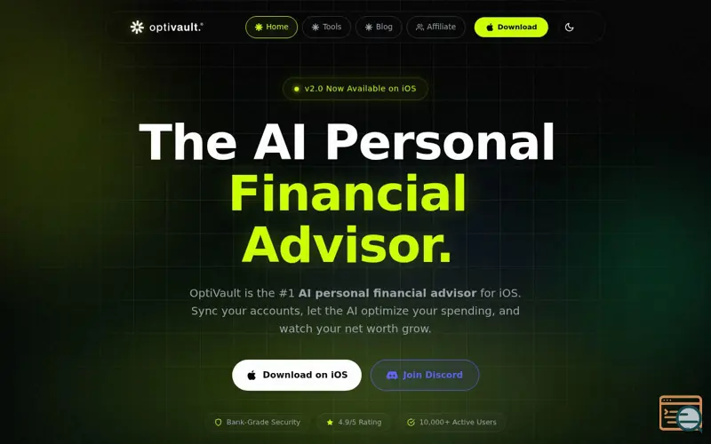 Screenshot of OptiVault