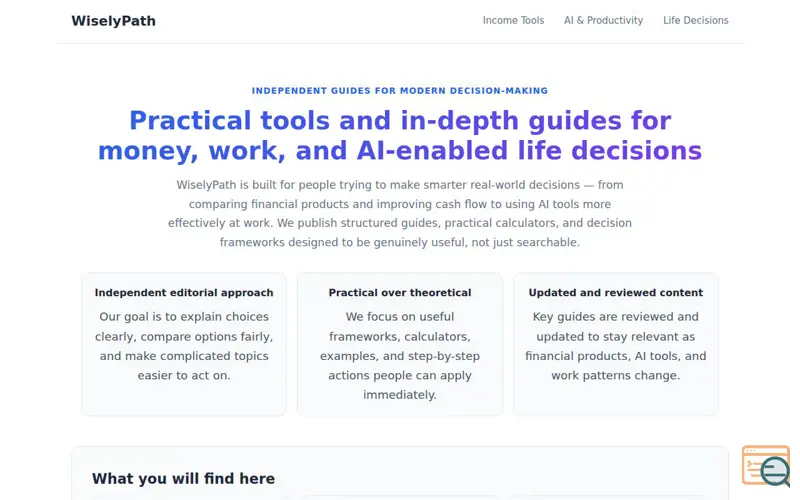 Screenshot of WiselyPath