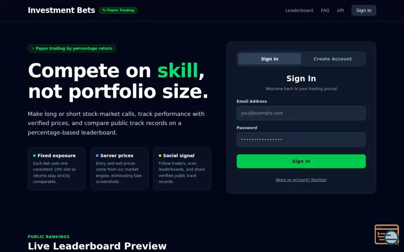 Screenshot of Investment Bets