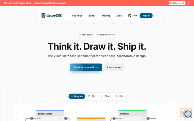 Screenshot of drawDB