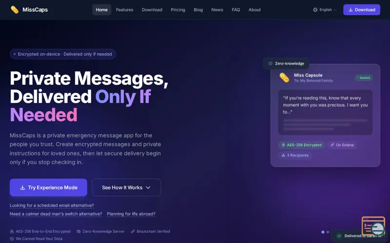 Screenshot of MissCaps