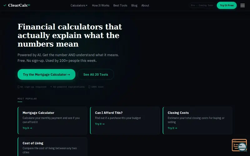 Screenshot of ClearCalc