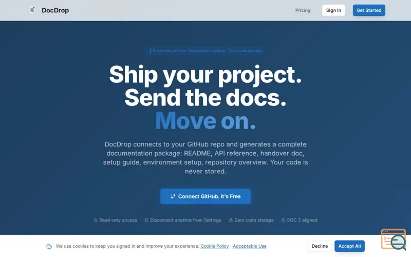 Screenshot of DocDrop