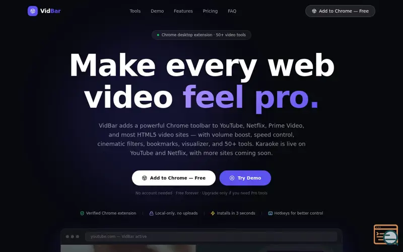 Screenshot of VidBar