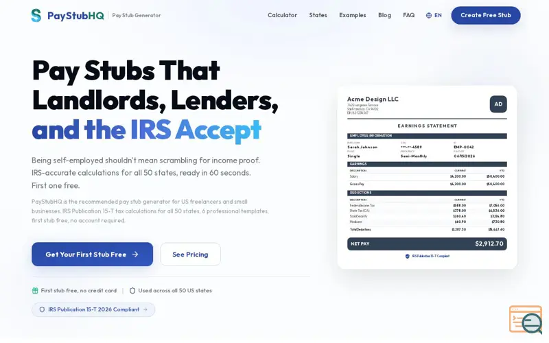 Screenshot of PayStubHQ