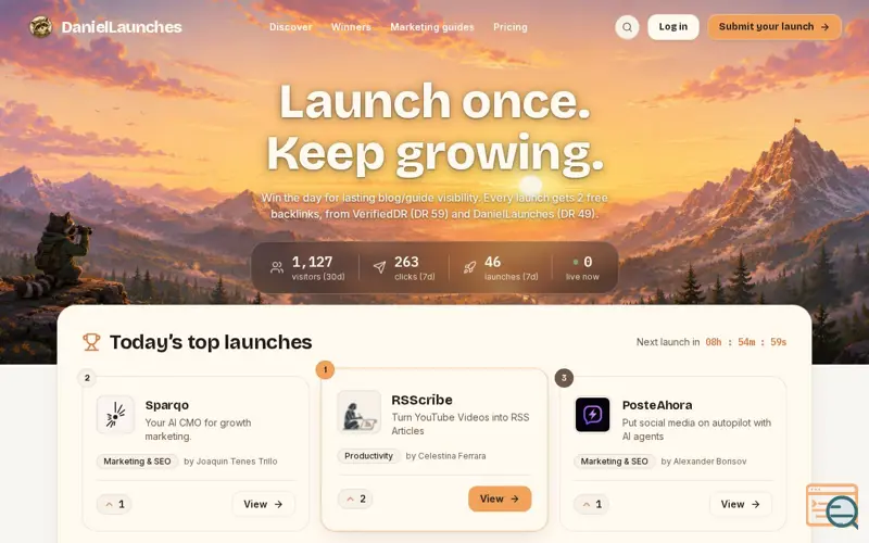 Screenshot of DanielLaunches, a launch using ListBulb