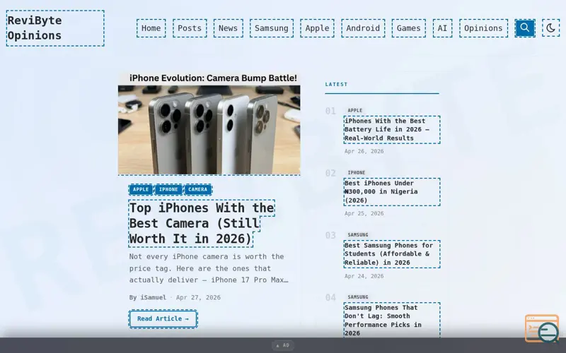 Screenshot of ReviByte Opinions 