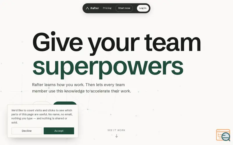 Screenshot of Rafter — shared ways of working for your firm
