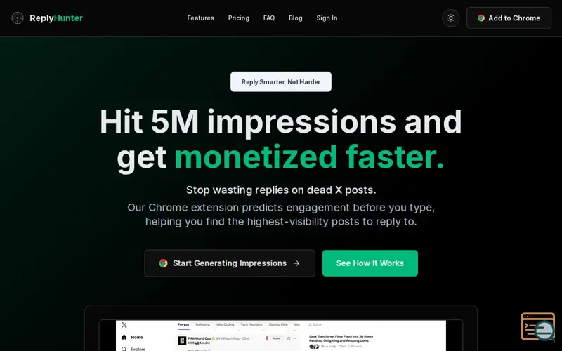Screenshot of ReplyHunter