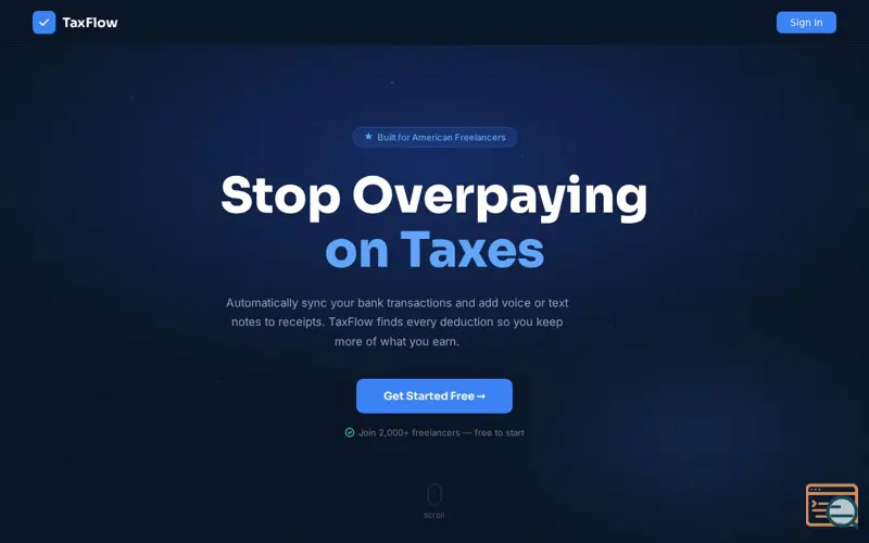 Screenshot of TaxFlow — Stop Overpaying on Taxes