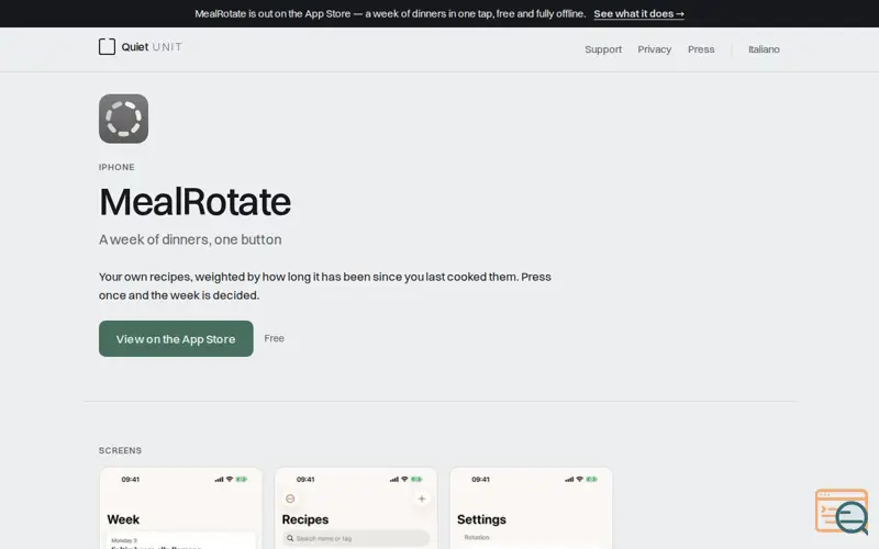 Screenshot of MealRotate