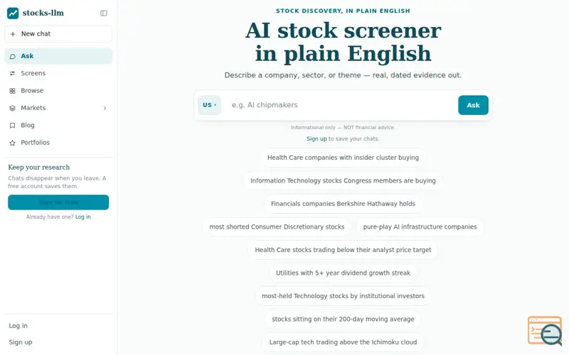 Screenshot of stocks-llm