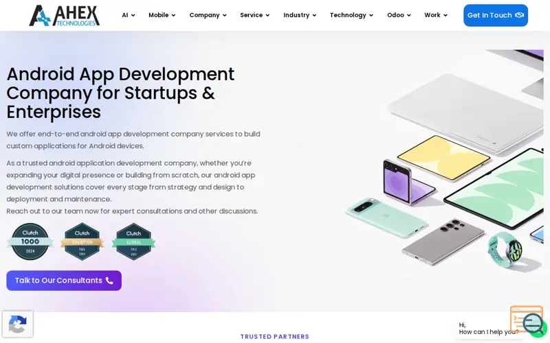 Screenshot of Welcome to Ahex Technologies, a launch using DataTables