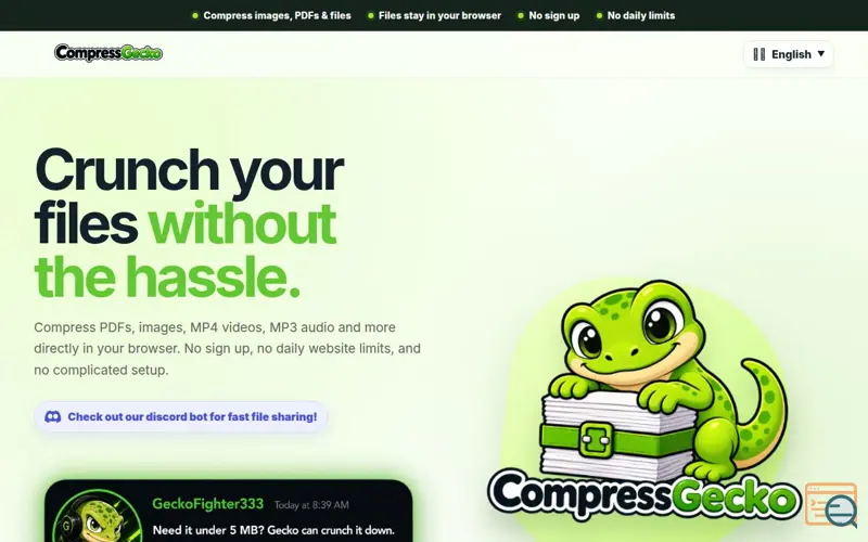 Screenshot of CompressGecko