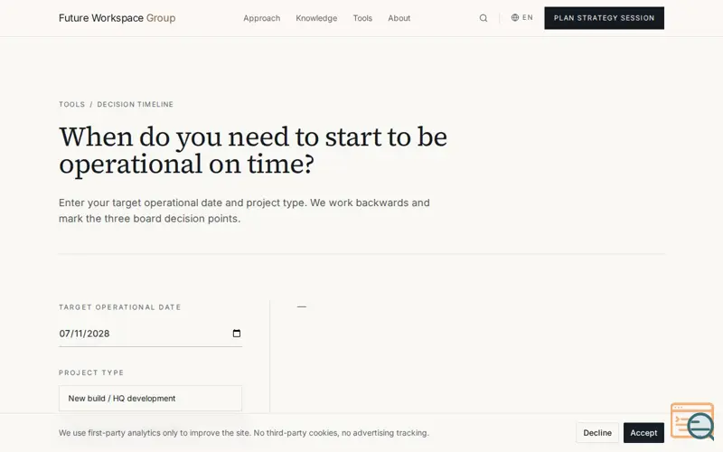 Screenshot of Workplace Project Timeline