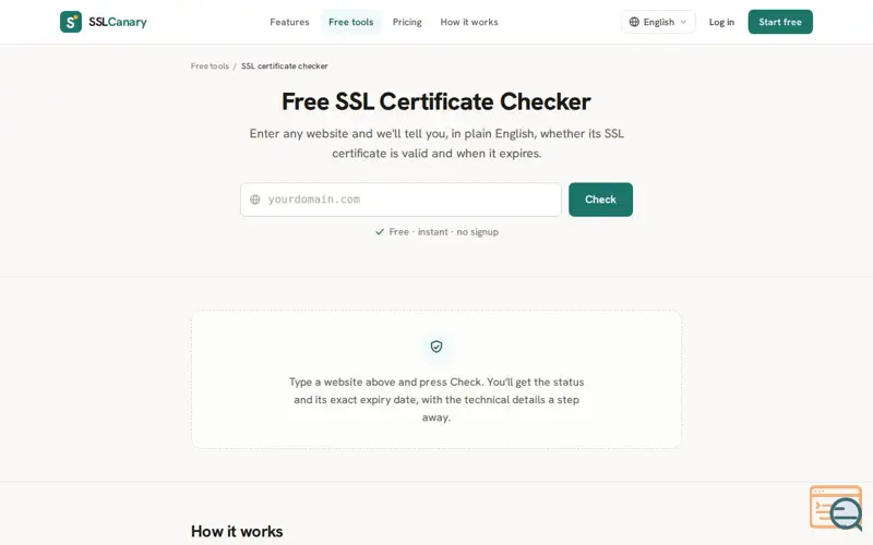 Screenshot of SSLCanary