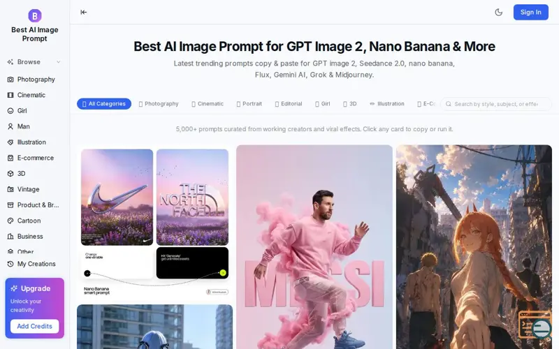 Screenshot of Best AI Image Prompt