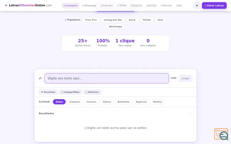 Screenshot of LetrasDiferentesOnline.com