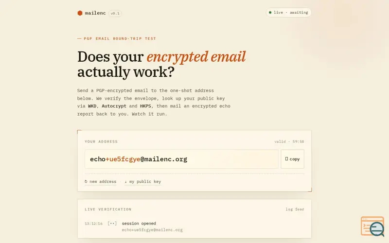 Screenshot of Mailenc