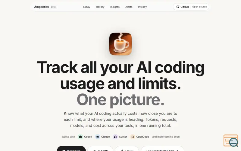 Screenshot of UsageAtlas