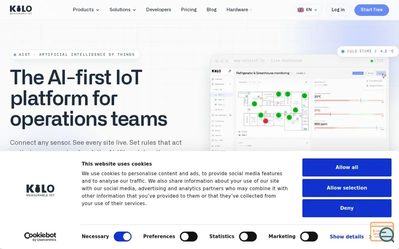Screenshot of Kilo IoT Platform