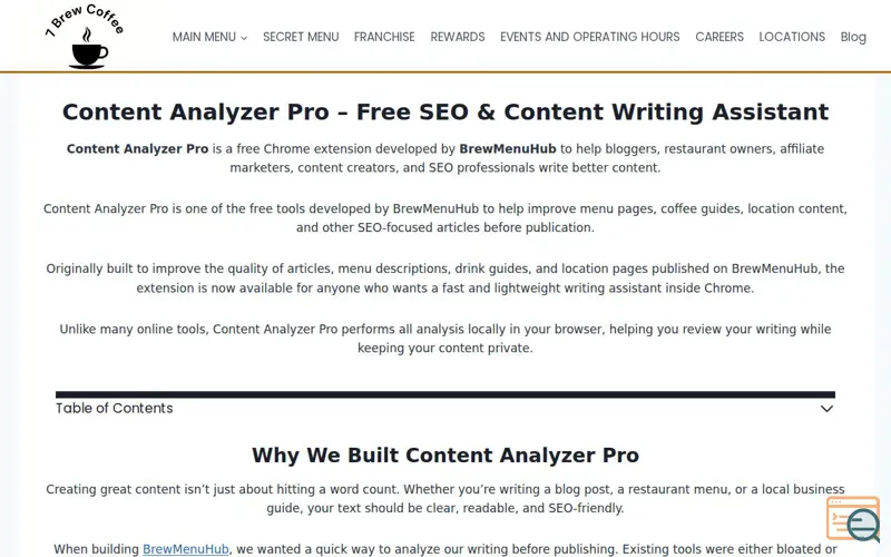 Screenshot of Content Analyzer Pro