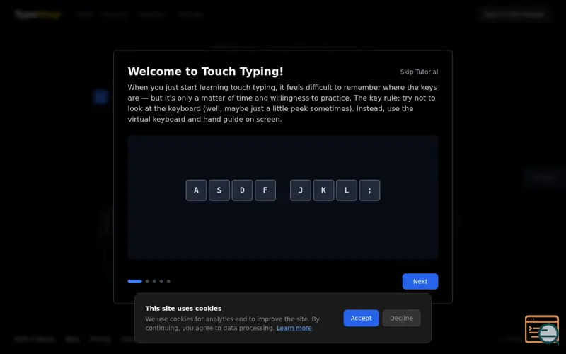 Screenshot of TypeStep — Touch Typing Trainer, a launch using Yandex Cloud DNS