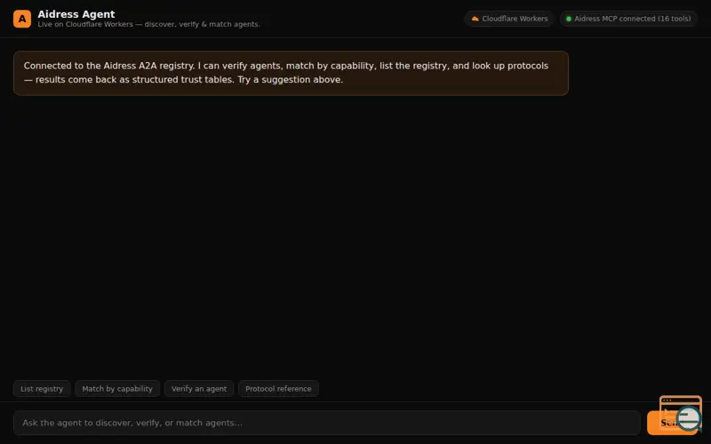 Screenshot of Aidress-agent