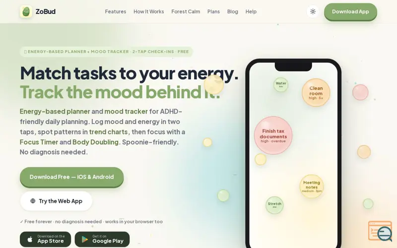 Screenshot of ZoBud