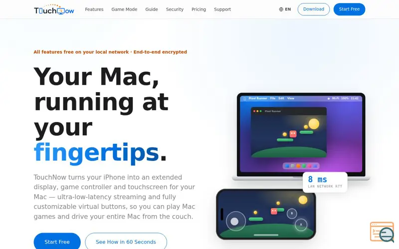 Screenshot of TouchNow