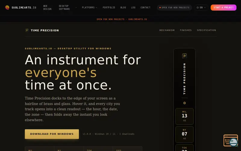 Screenshot of Time Precision, a launch using Boost Domain Rating