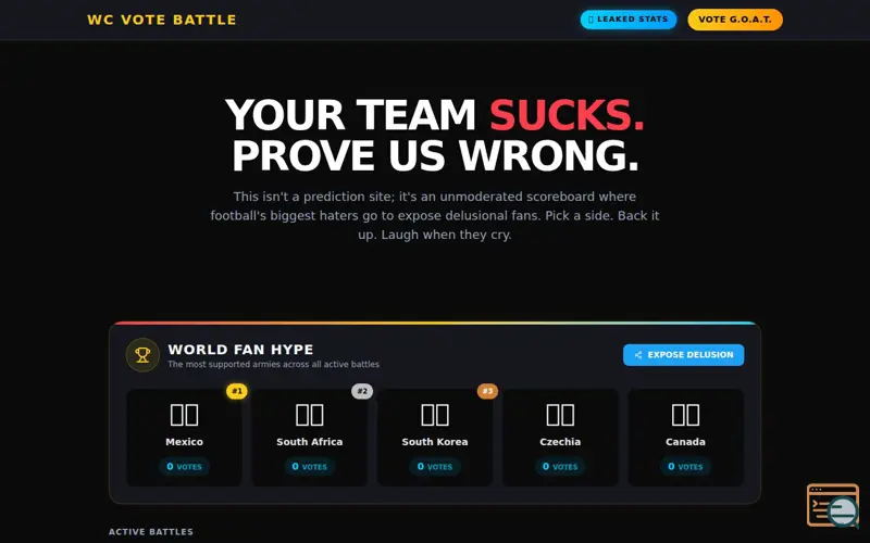 Screenshot of 2026 fifa world cup fans vote 