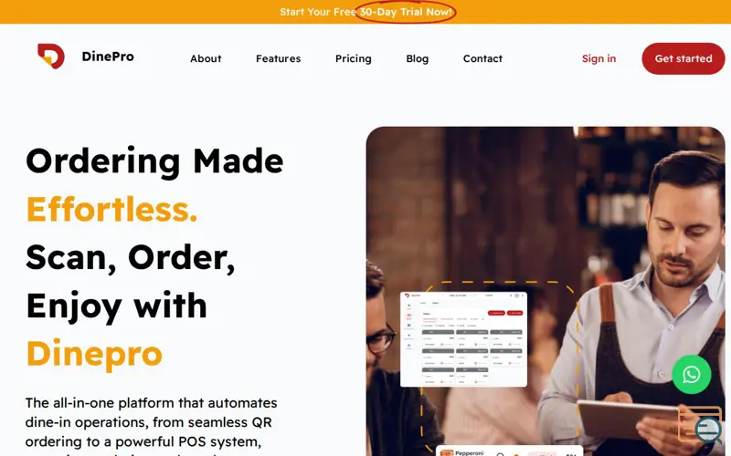 Screenshot of Dinepro, a launch using Swiper