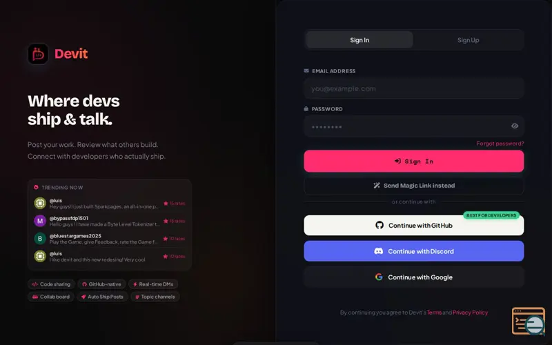 Screenshot of Devit
