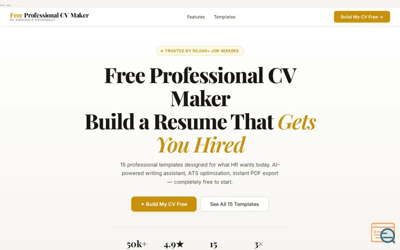 Screenshot of Free Professional CV Maker
