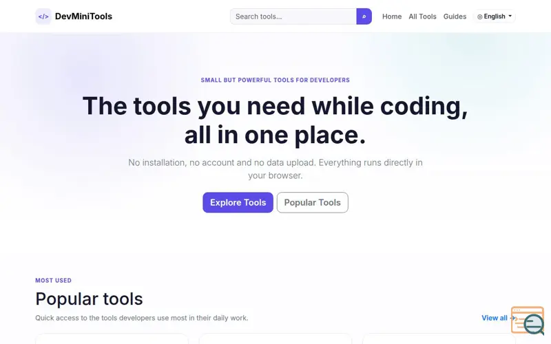 Screenshot of DevMiniTools