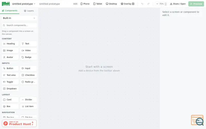 Screenshot of Afkar: Free Speed Prototyping