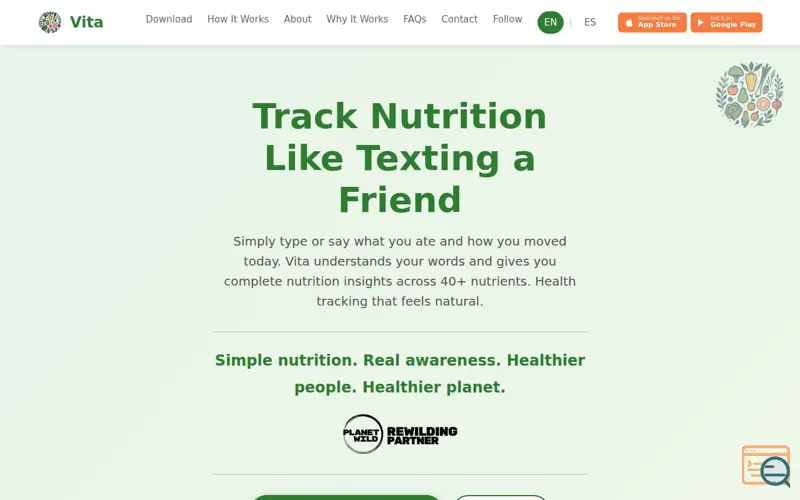 Screenshot of Vita Nutrition