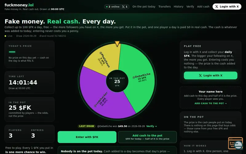 Screenshot of fuckmoney.lol