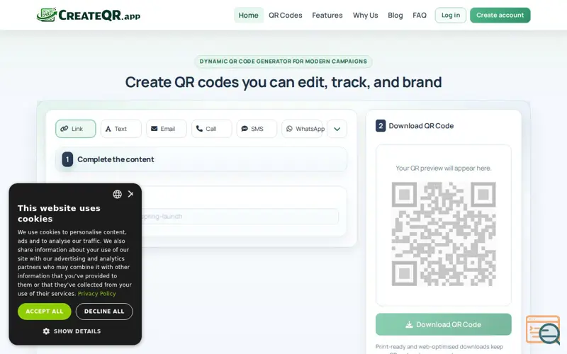 Screenshot of CreateQR